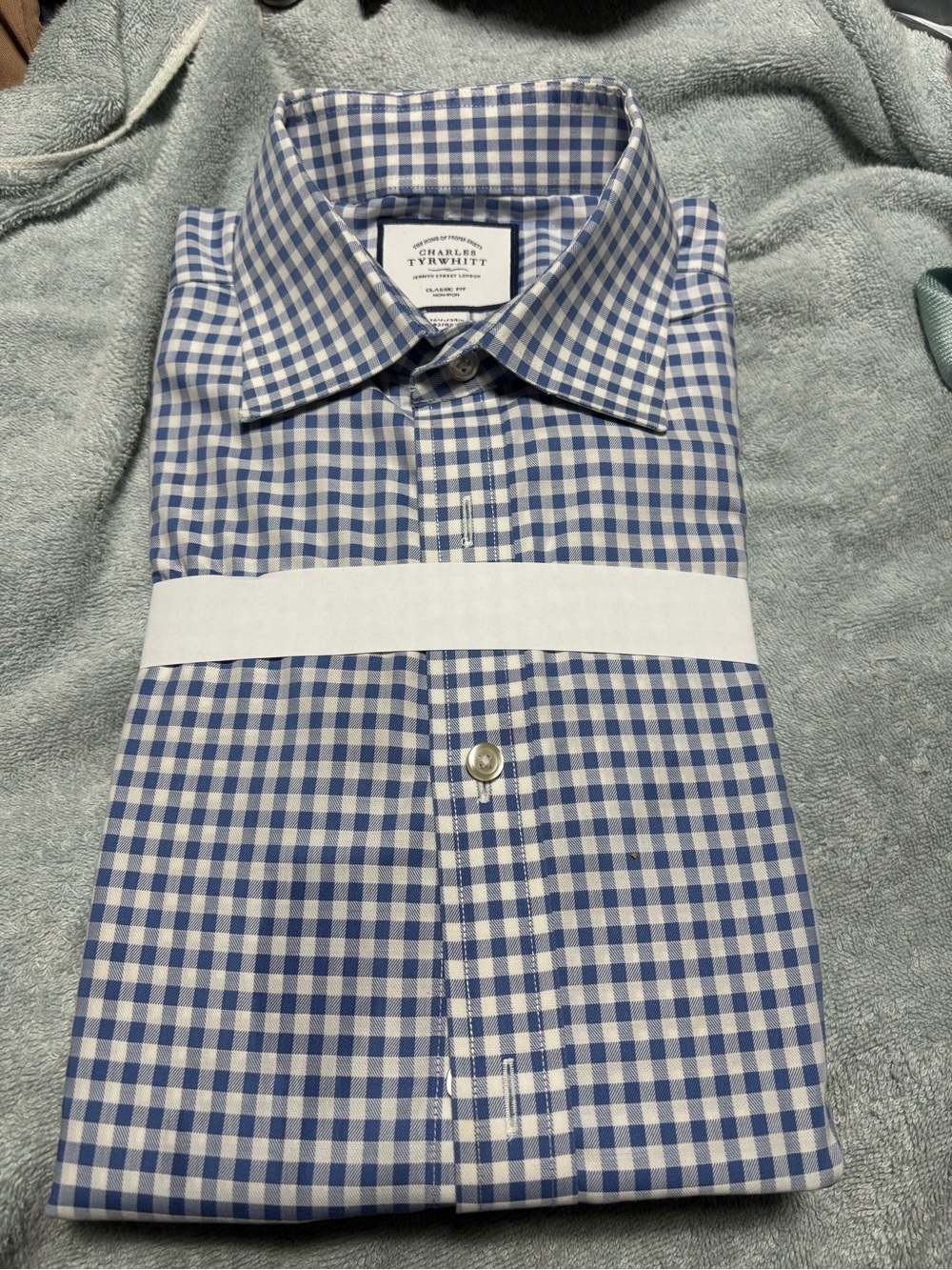 Charles Tyrwhitt Blue and White Gingham Dress Shirt